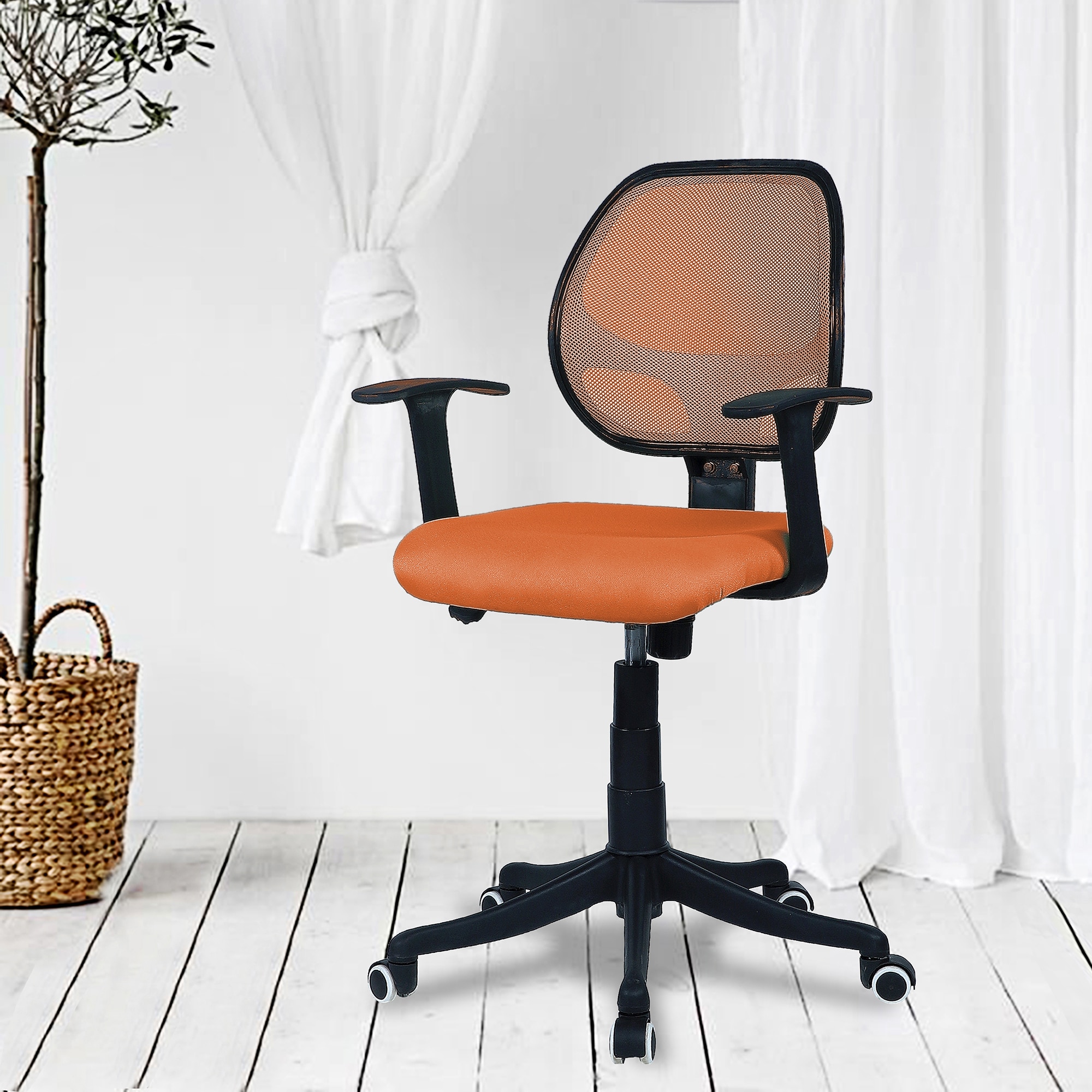 Jaazza Low Back Ergonomic Chair in Orange Colour