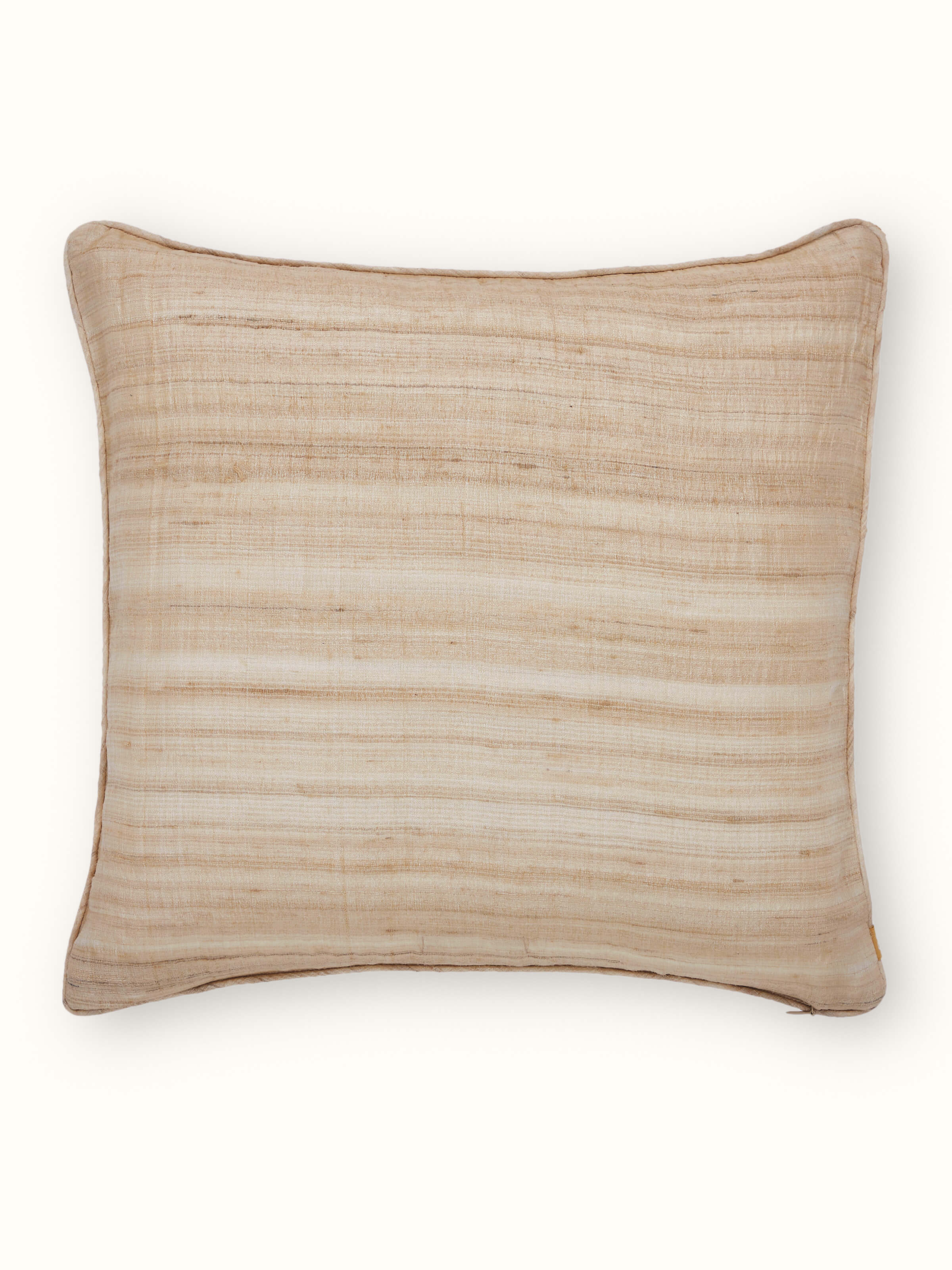 Pragya Beige Buta Tussar Silk Chikankari Hand Embroidered Cushion Cover