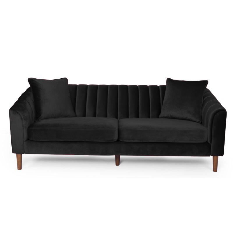 Mid Century Fabric Sofa (Black)