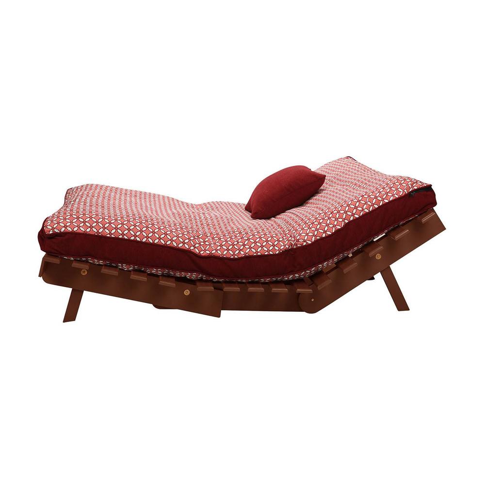 Ellis Futon - Red Four Leaf- Brown