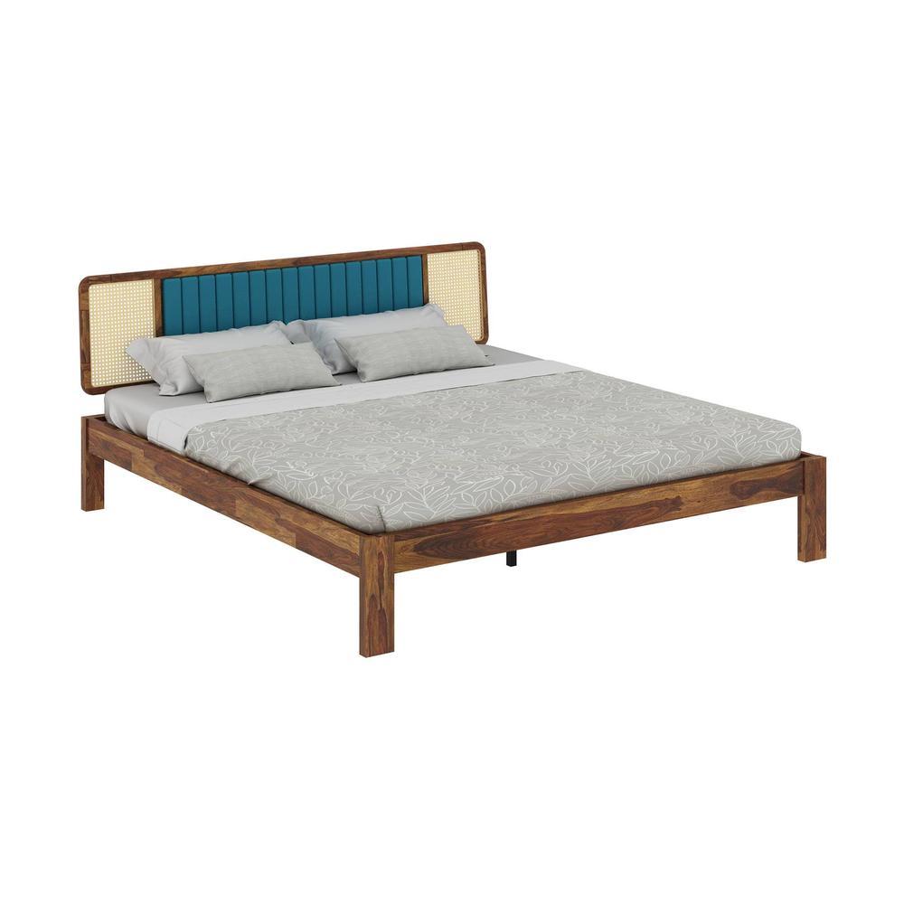 Boho Solid Wood King Size Non Storage Bed In Provincial Teak Finish
