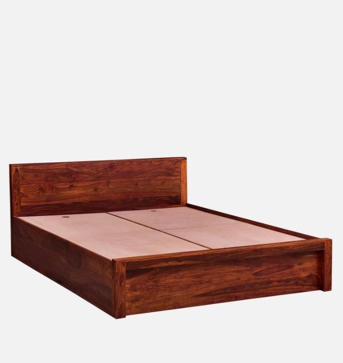 Monaco Solid Wood King Box Storage Bed In Honey Oak Finish