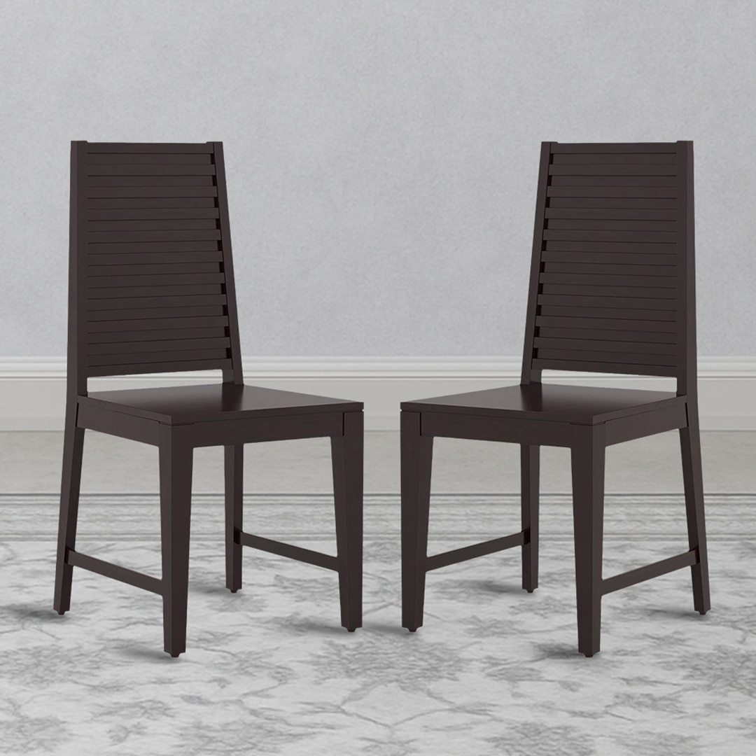Julian Solid Wood Dining Chair Set Of 2 In Mahogany Finish