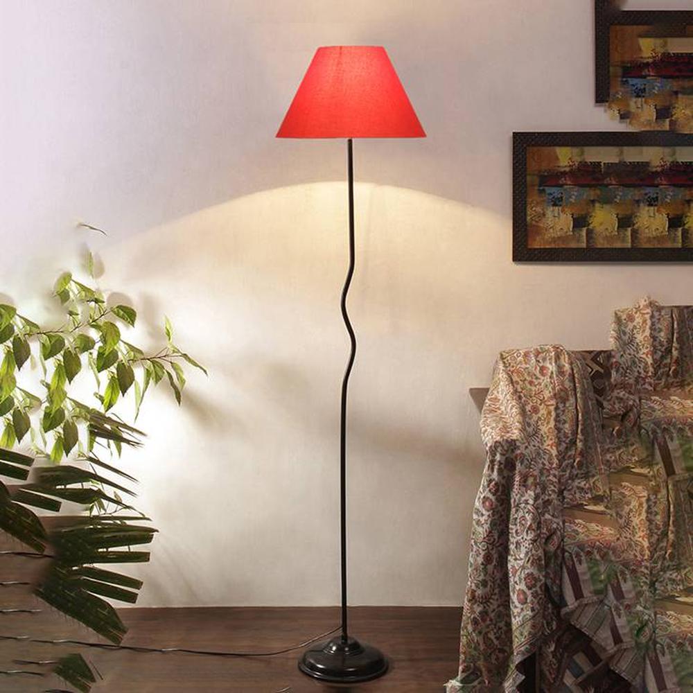 Rebel Orange Cotton shade with Iron floor lamp - Devansh
