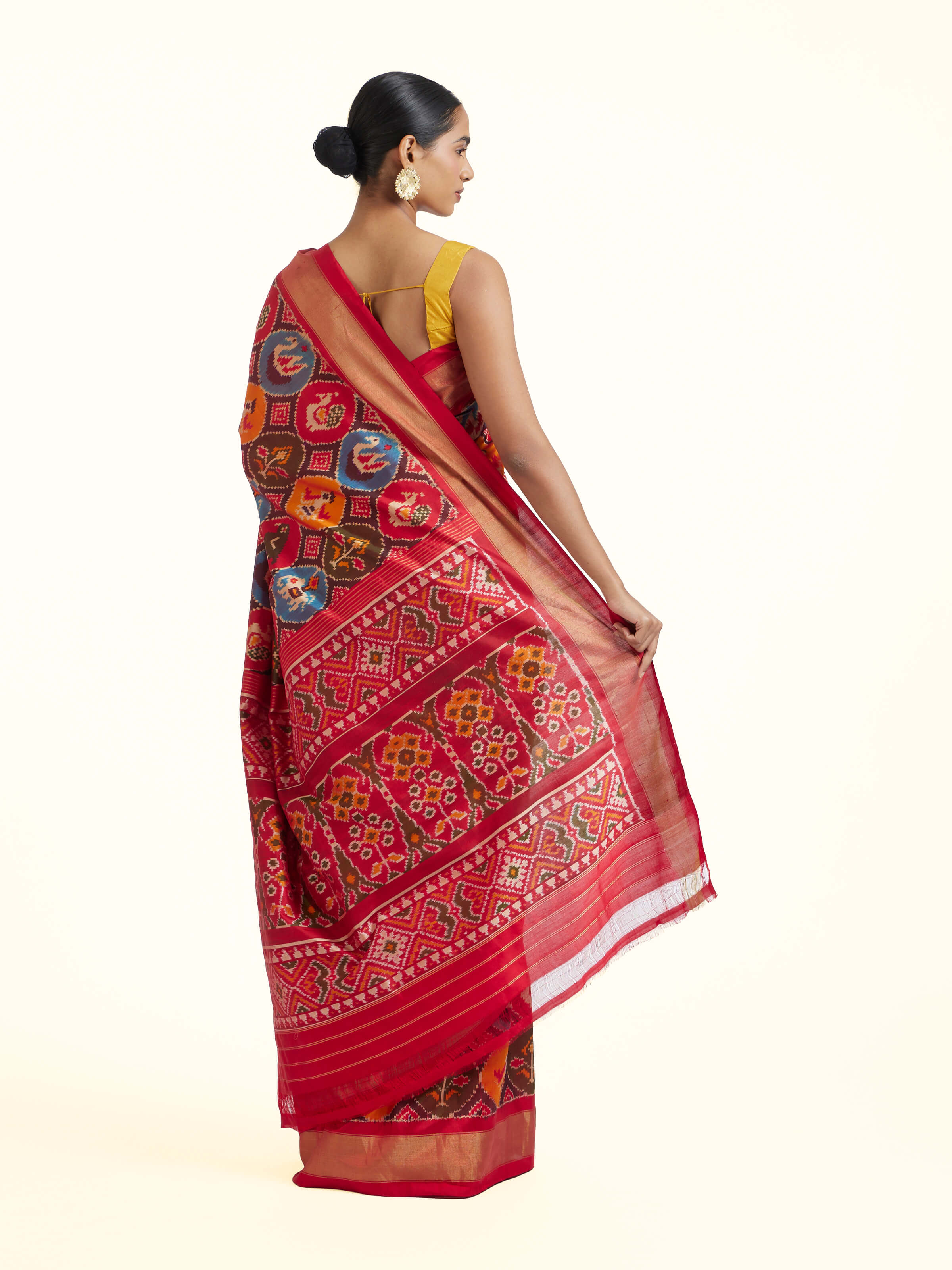Red Pochampally Ikat Silk Saree
