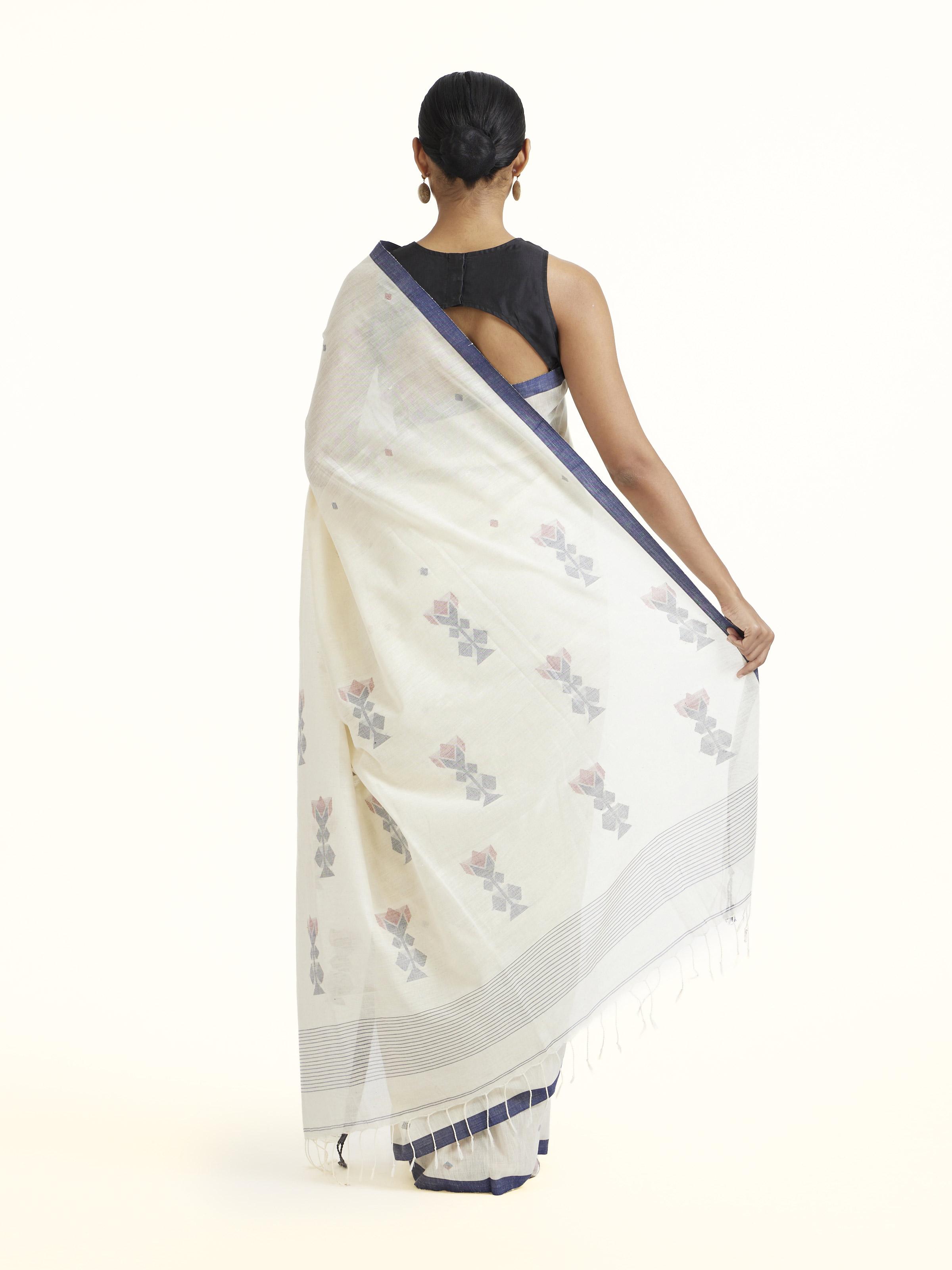 Blue Cotton Bengal Saree