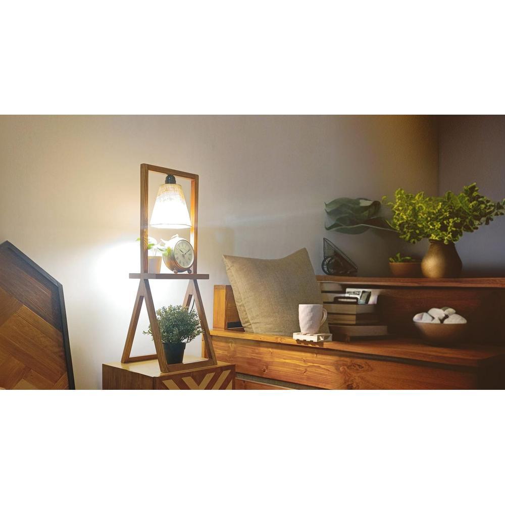 Euphoria Brown Wooden Table Lamp with Beige Fabric Lampshade