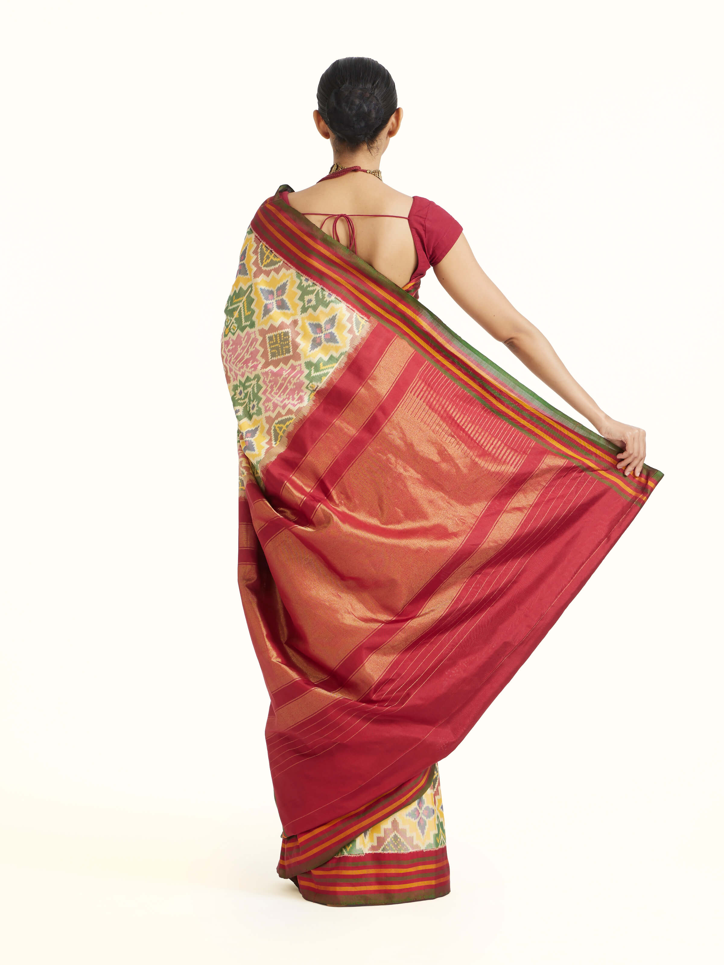 Yellow Weft Ikat Silk Saree