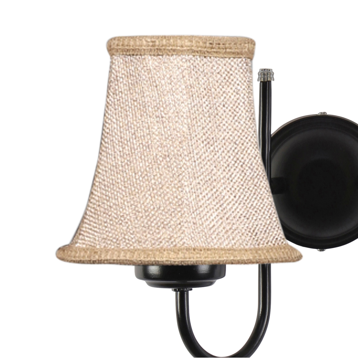 Devansh Dual Black Metal  Wallmounted Lamp With Beige Jute  Shade