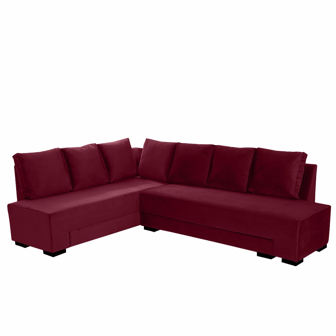 Melo 3 Seater Left Sectional Velvet Sofa Cum Bed in Maroon colour