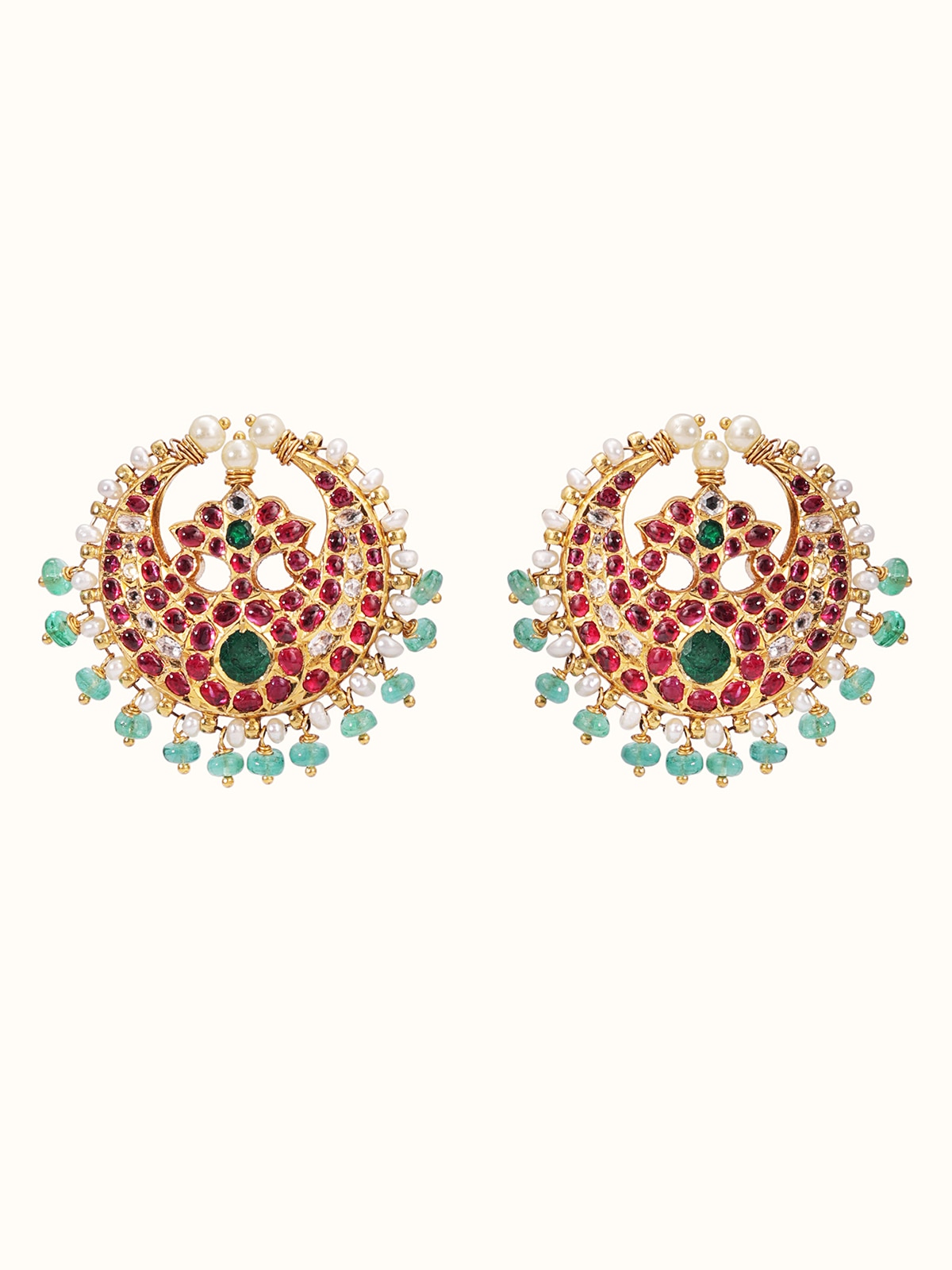 Front view of Kundala Velai 22 Karat Gold Studs displaying elegant simplicity by Swadesh