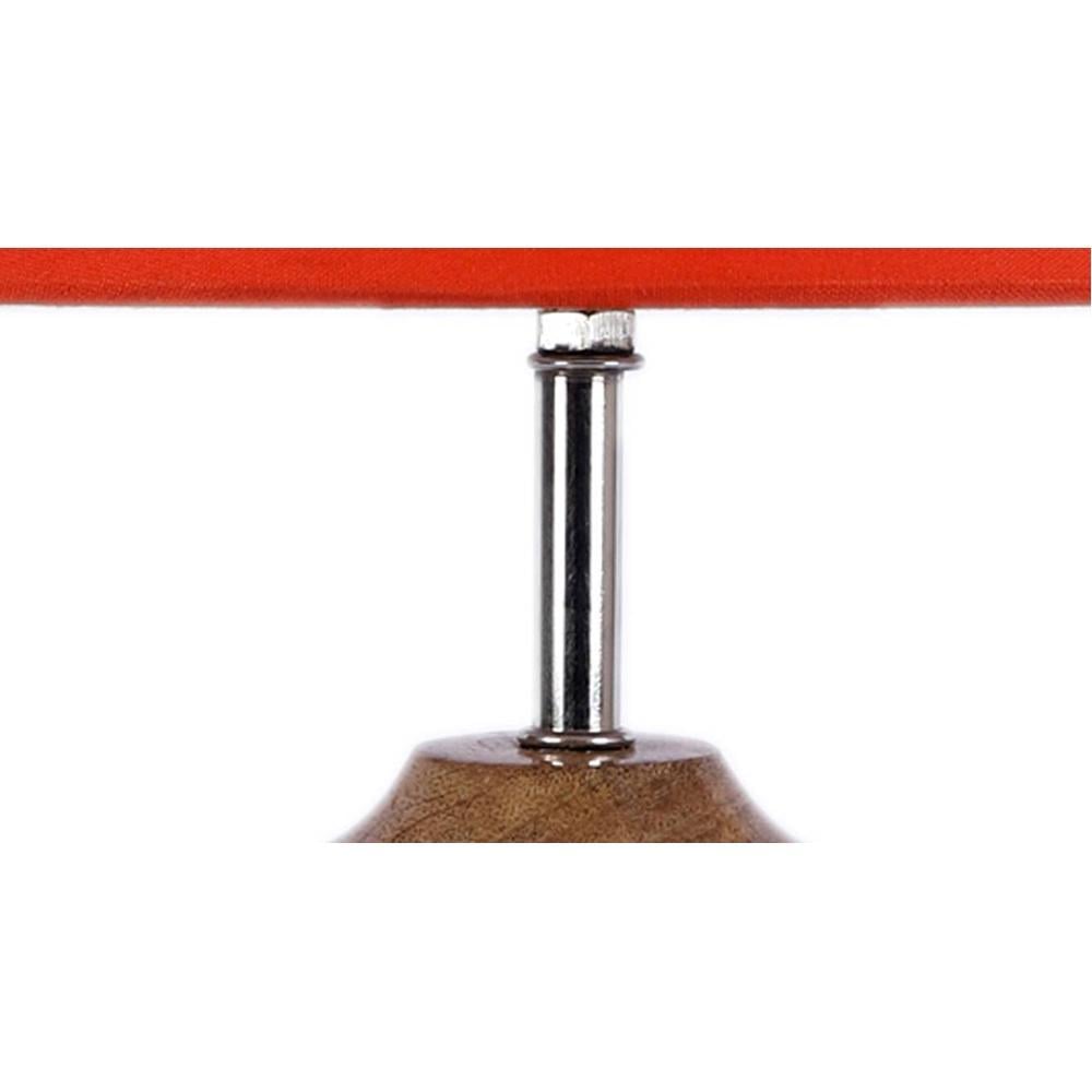 Jean Orange Fabric Shade Table Lamp with Natural Wooden Base