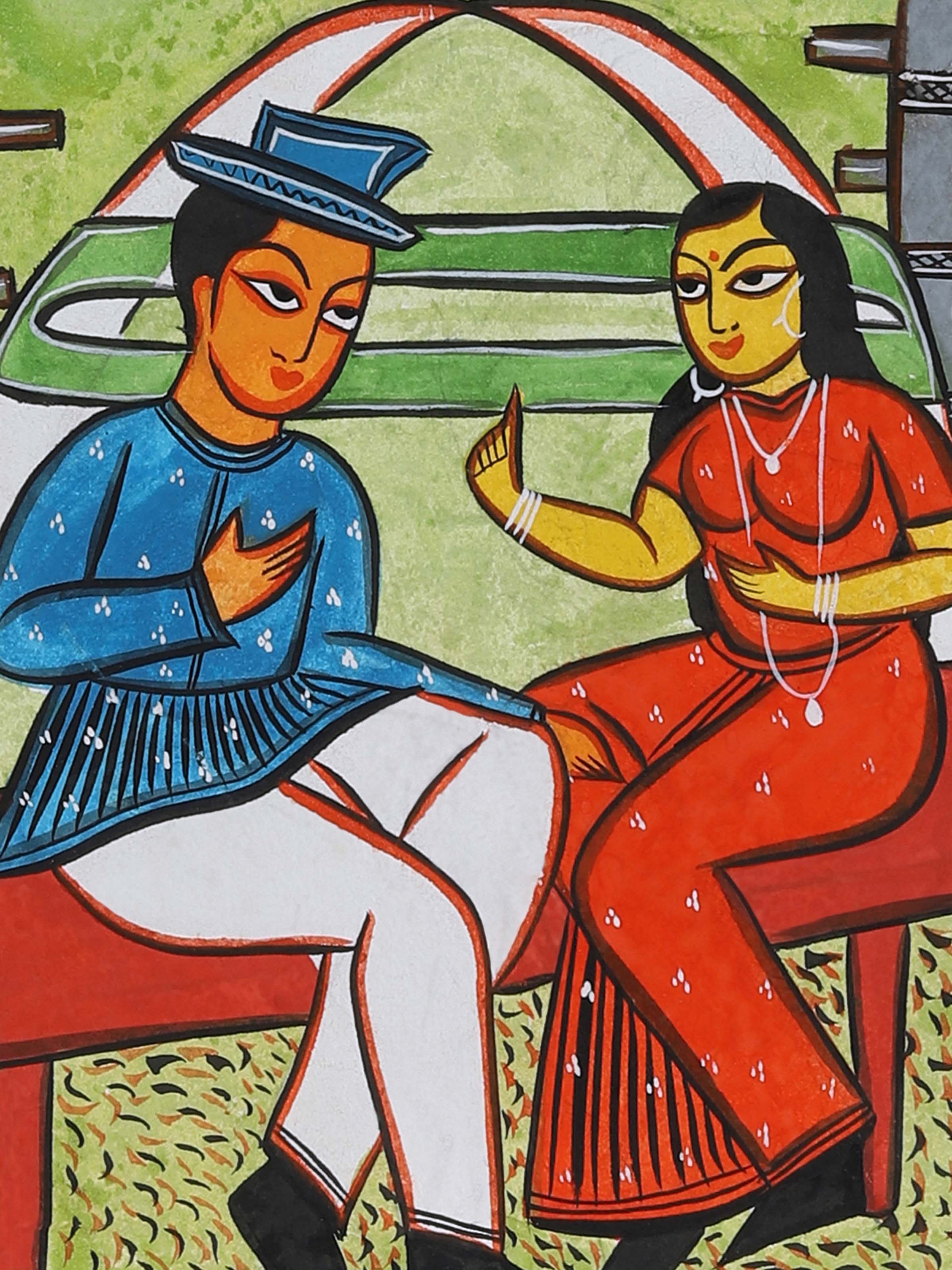 Detail shot of Bengal Culture Kalighat Painting
