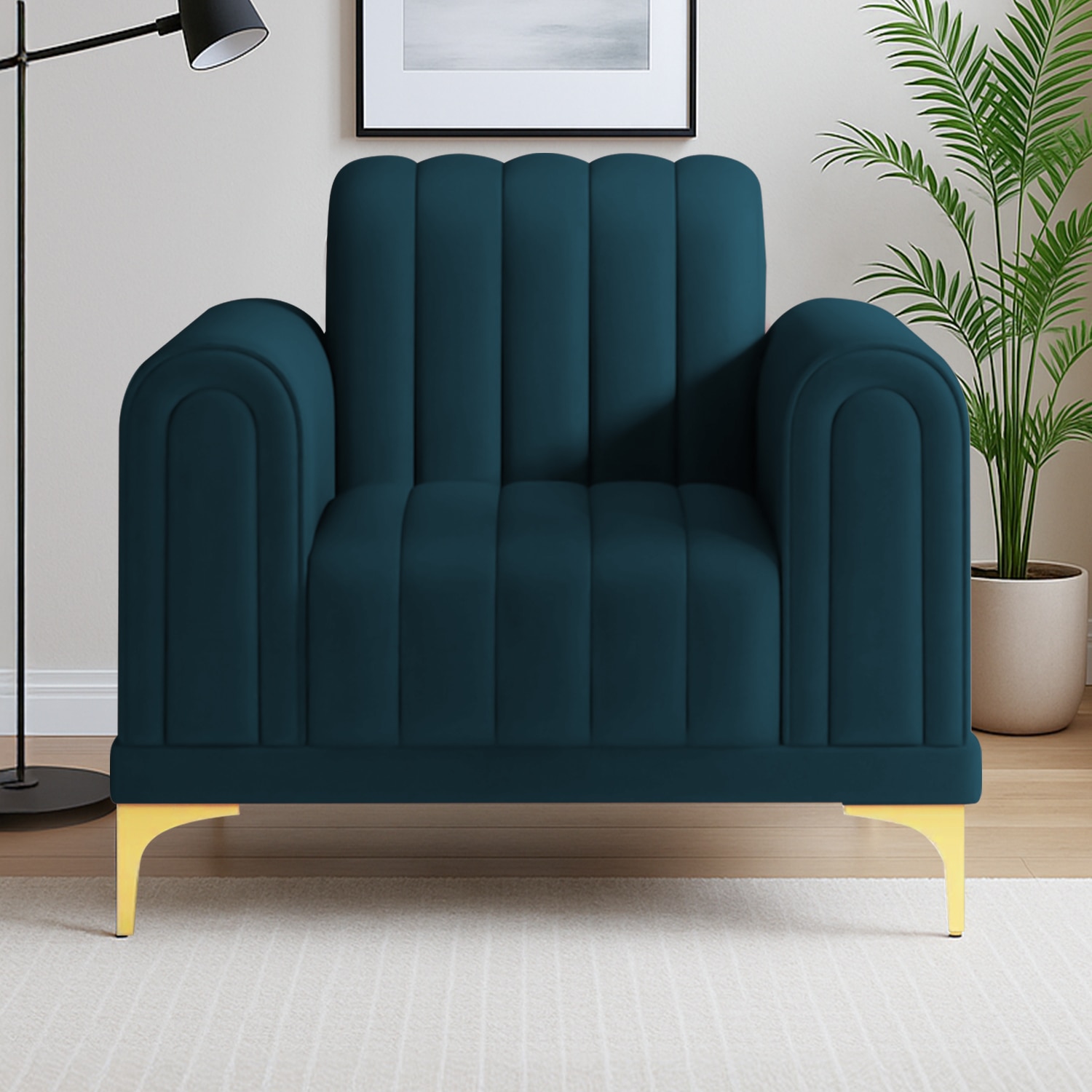 Josbert Velvet 1 Seater Sofa In T Blue Colour - Home Lifestylez