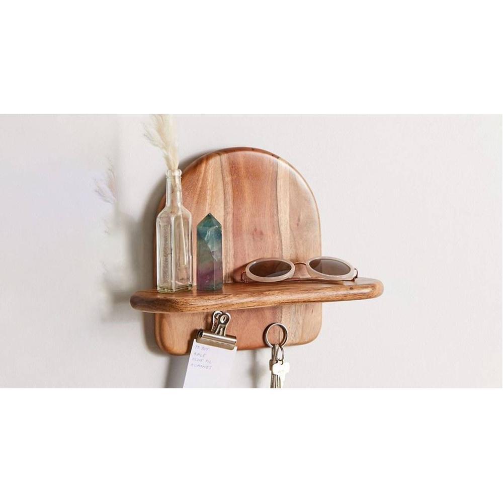 WOODENMOOD Rectangular Half Round Wall Rack
