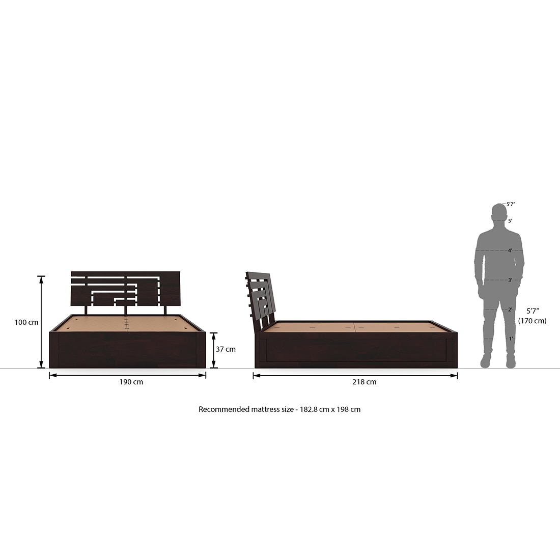 Stockholm Storage King Size Bed (Solid Wood)