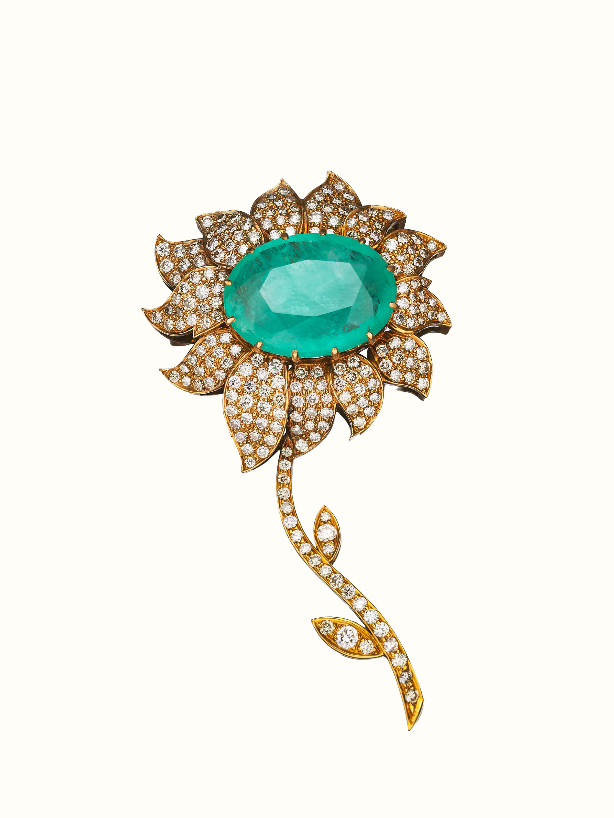 Open Setting 18 Karat Gold Brooch Pin
