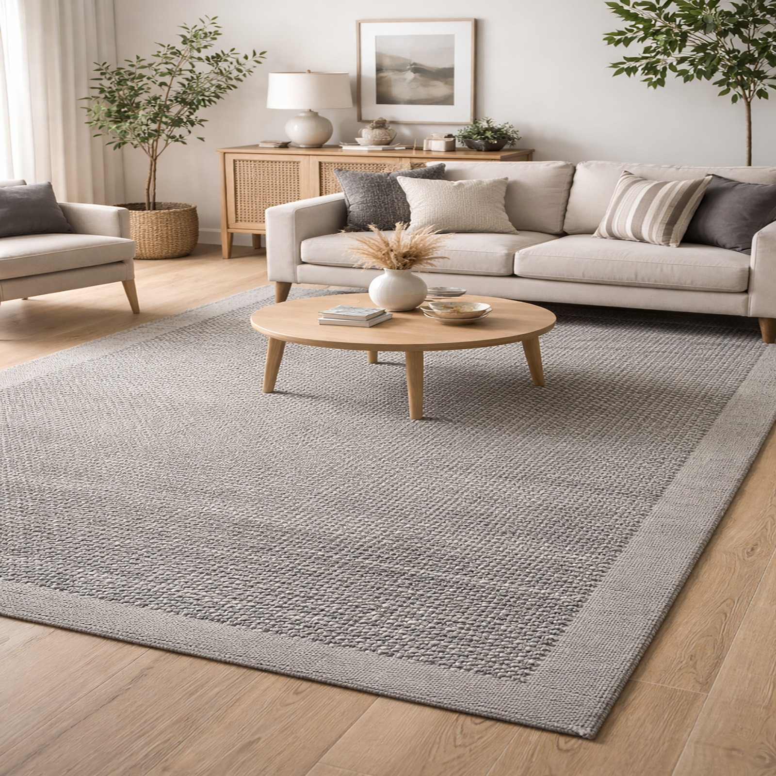 Mist Pebble Wool Rectangle Carpets Hand Knotted in Grey Colour