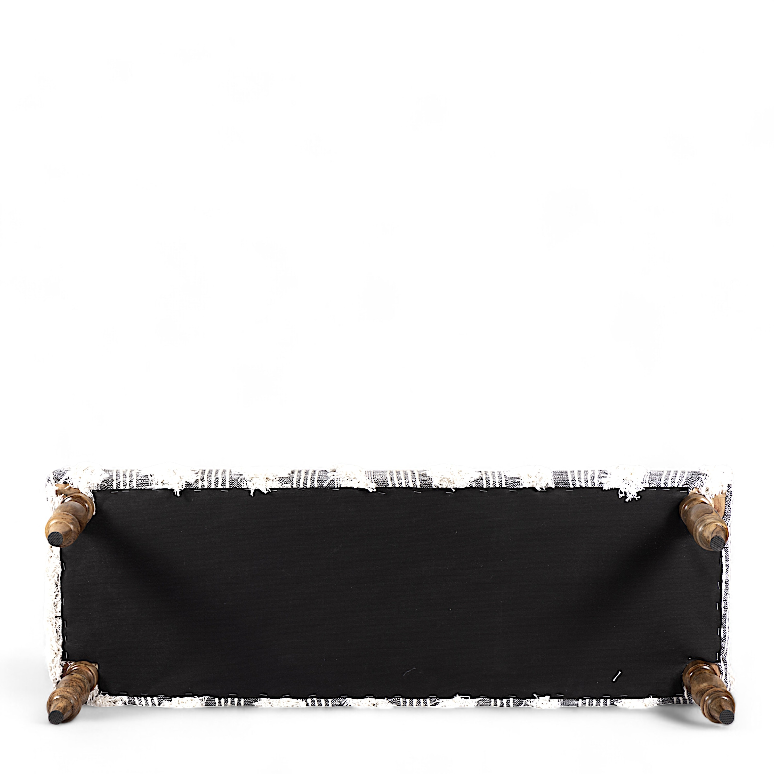 Cairo Sheesham Wood Accent 3 Seater Bench In Grey Fabric