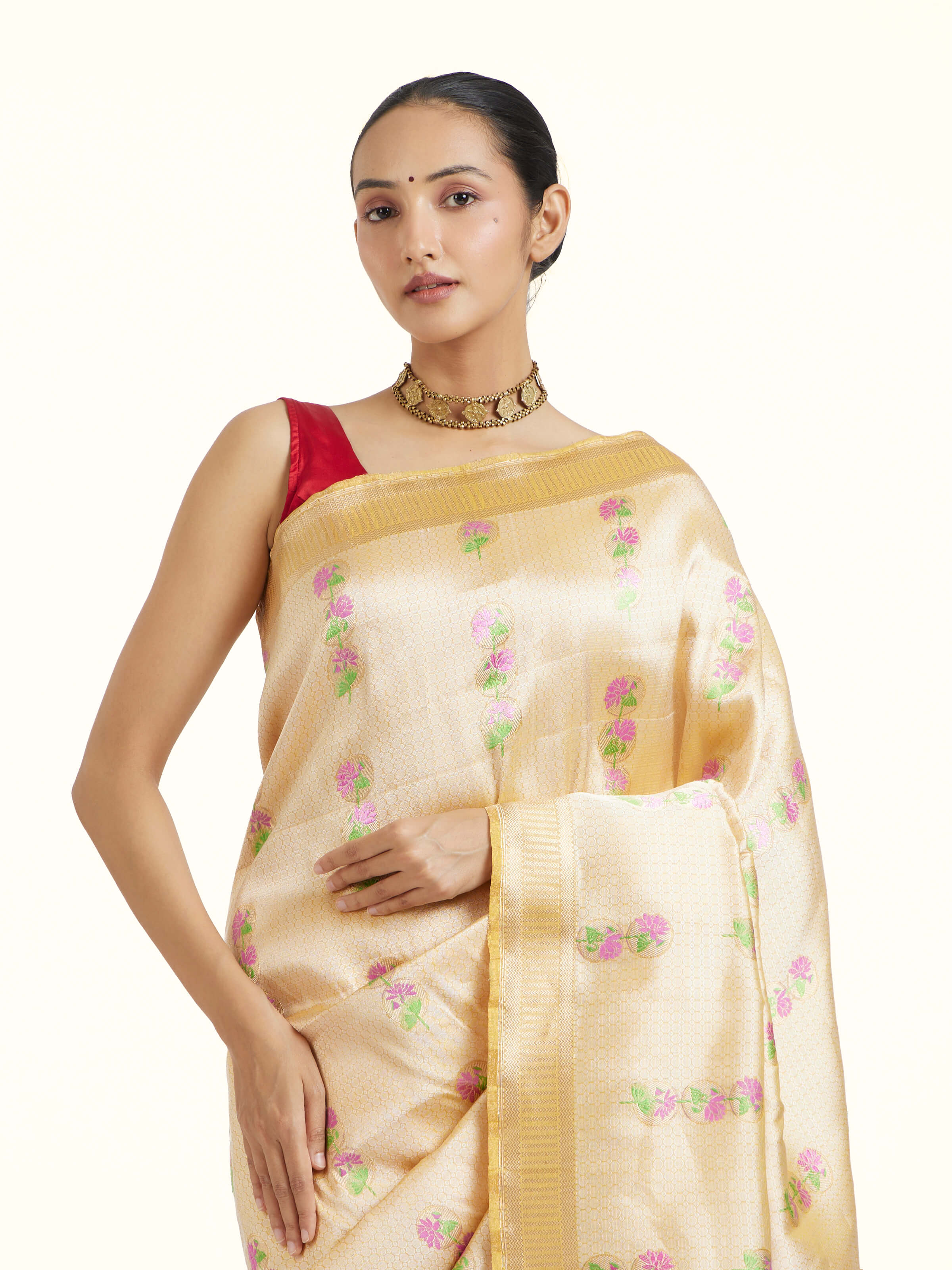 Yellow Banarasi Kadhwa Silk Saree