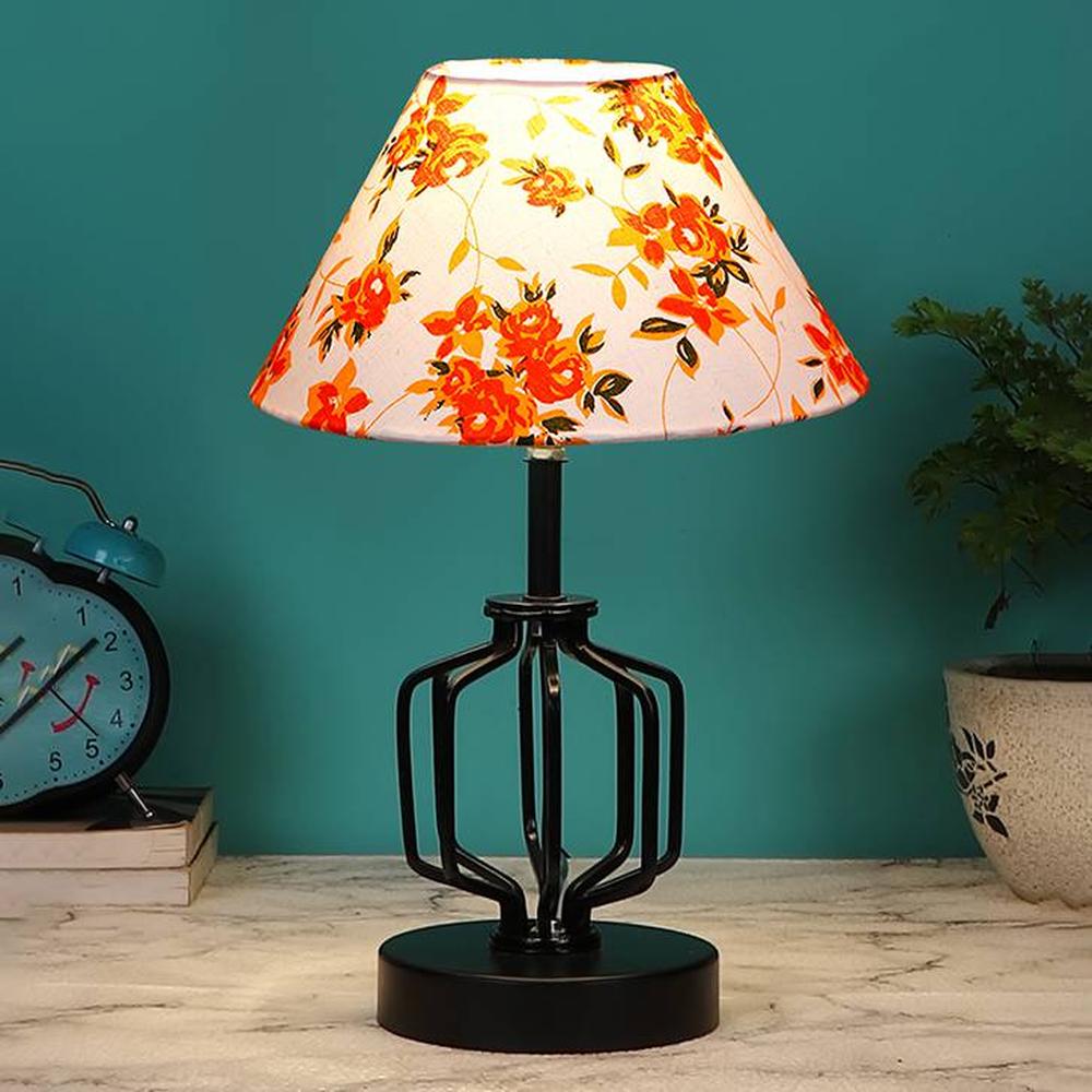 Veronica Multicolor cotton Table lamp with Iron Base