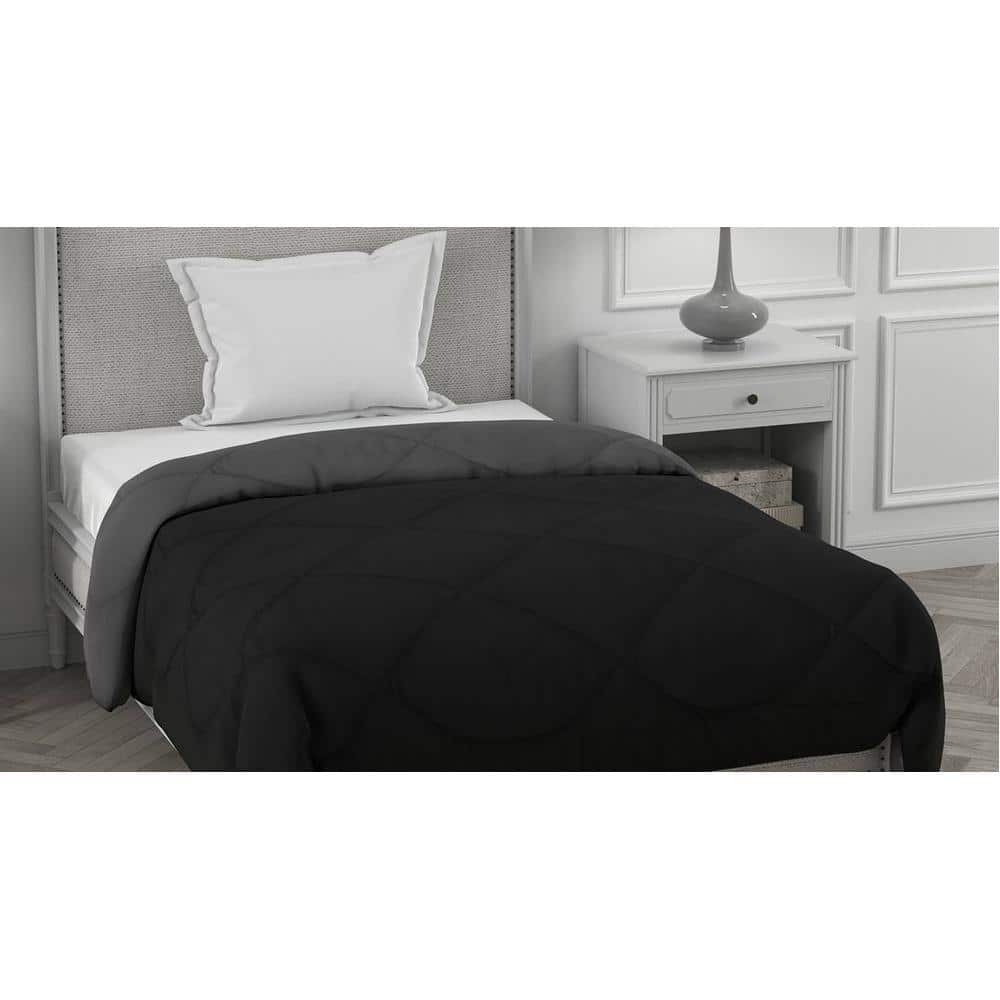 Ekiya 
Black-Dark Grey Solid 250 Gsm Microfiber Single Bed Comforter