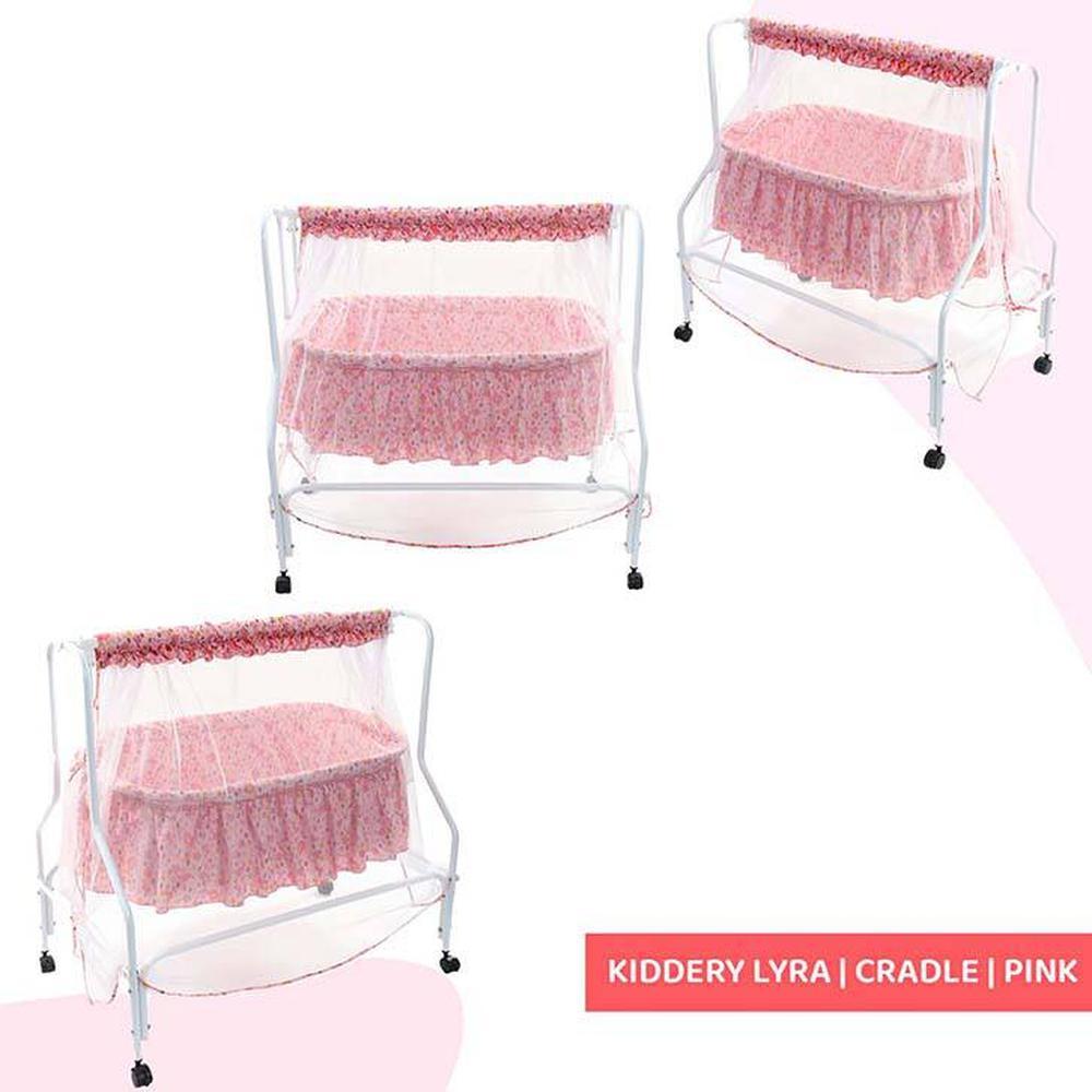 Mira Stainless Steel Baby Cradle with Mosquito Net Pineapple & Heart