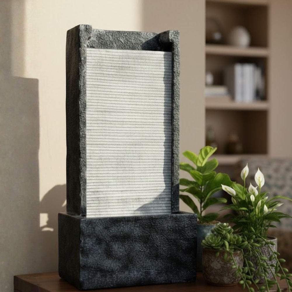 White Grey Slate River Water Fall Water Fountain - Expleasia