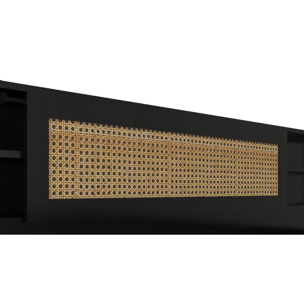 Kaito King Bed With Rattan Center Door With Nonwoven Fabric Base