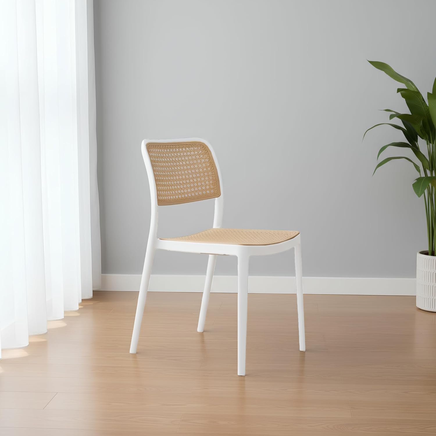Kepler Brooks Zen Cafeteria Dining Chair in White Colour - Kepler Brooks
