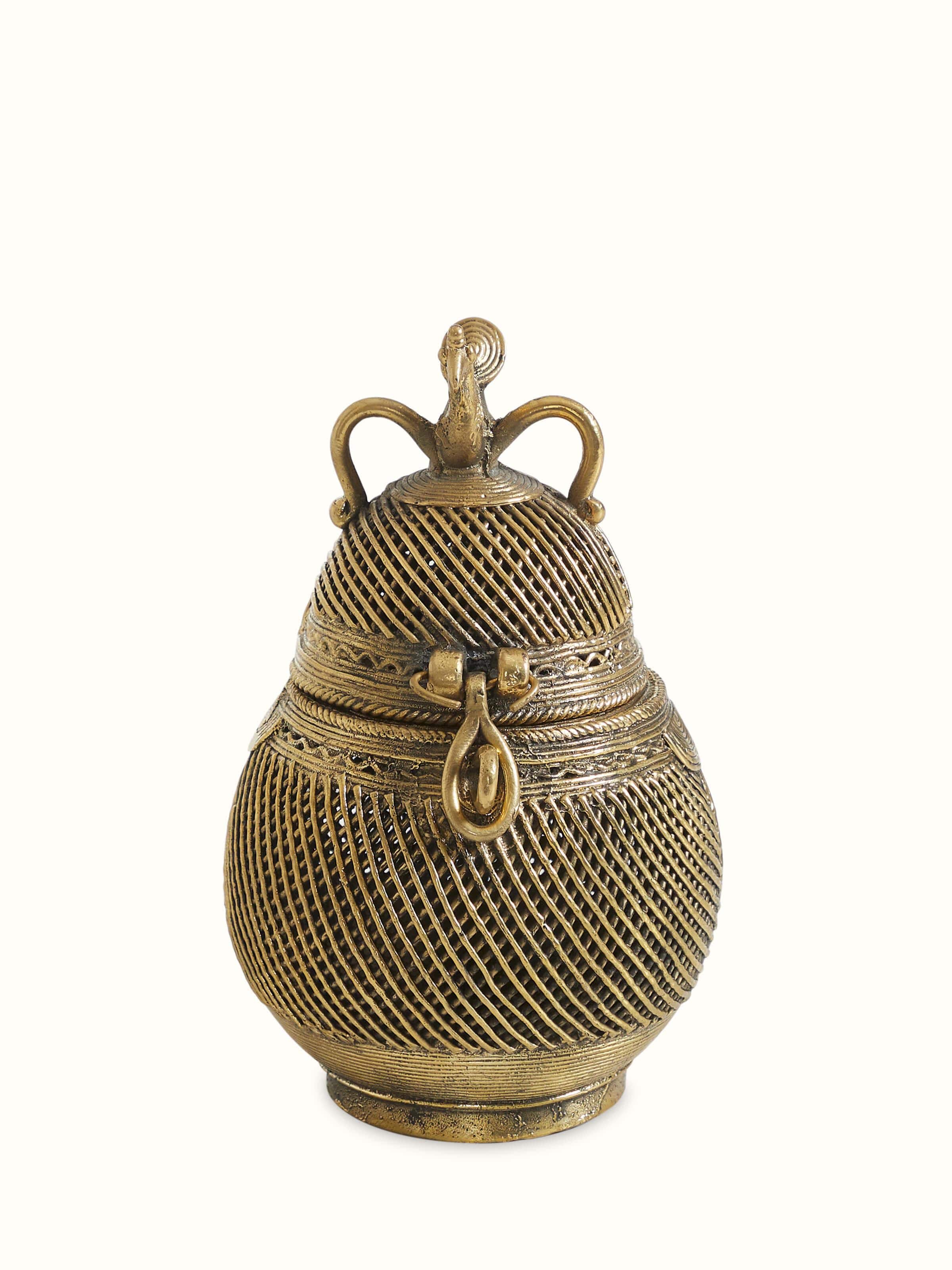 Dhokra Brass Coconut Shape Box