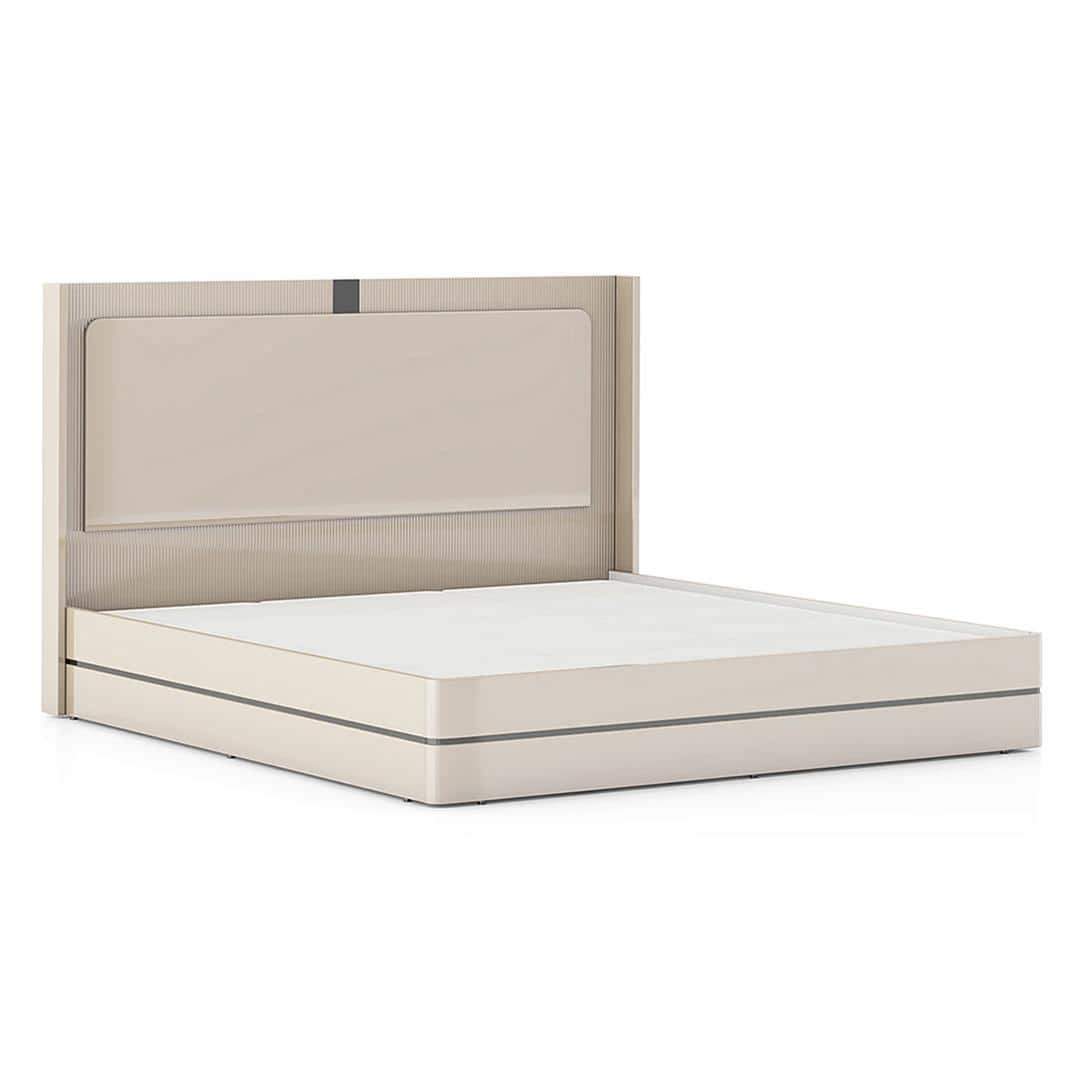Naomi King Bed In High Gloss Beige Finish