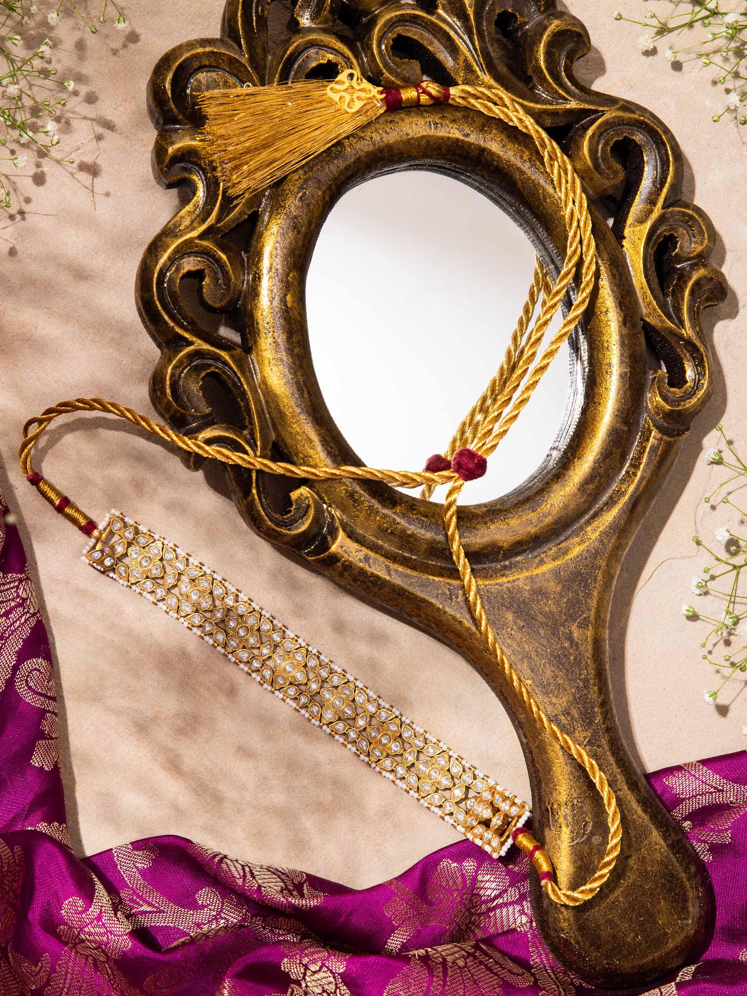Lifestyle view of silver smithing choker worn for an elegant, minimalist look