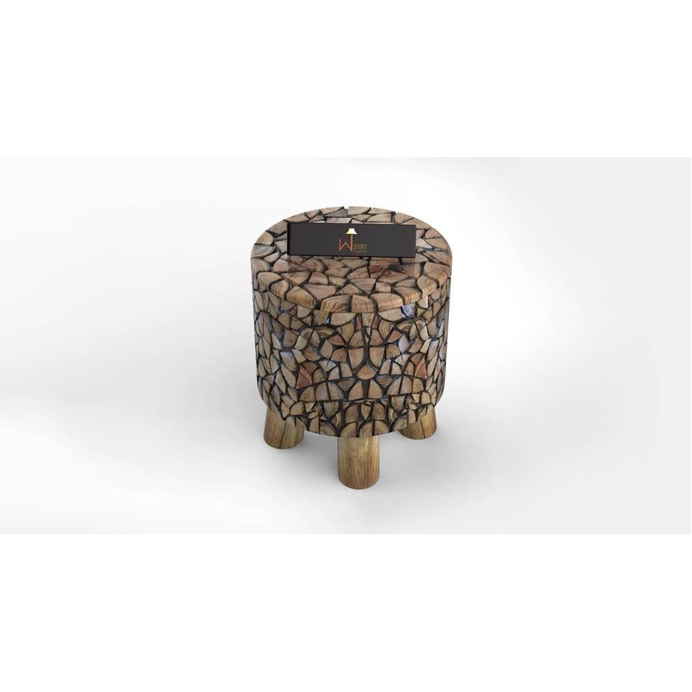 Round Shape Wooden Stool (Red Sal Wood)