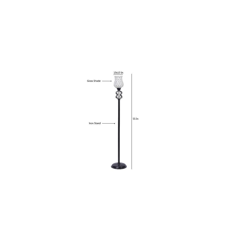 Dashine Multicolour Glass Floor Lamp with Black Iron Base