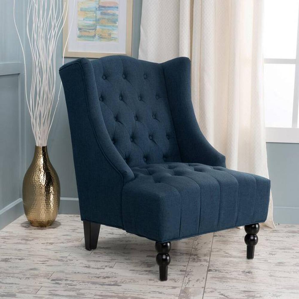 Denny Fabric Accent Chair in Blue Colour