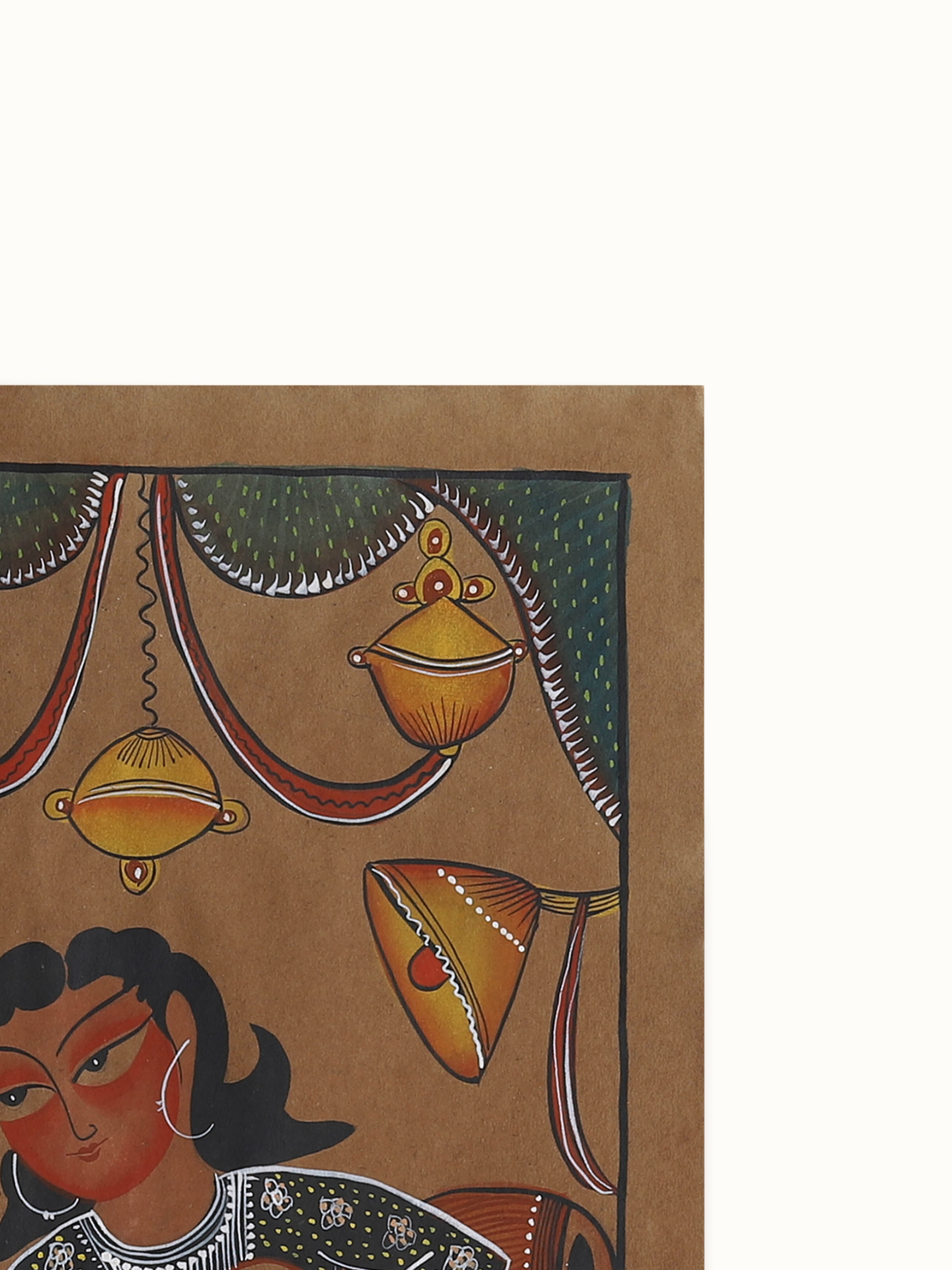Detail shot of Festive Theme Kalighat Painting