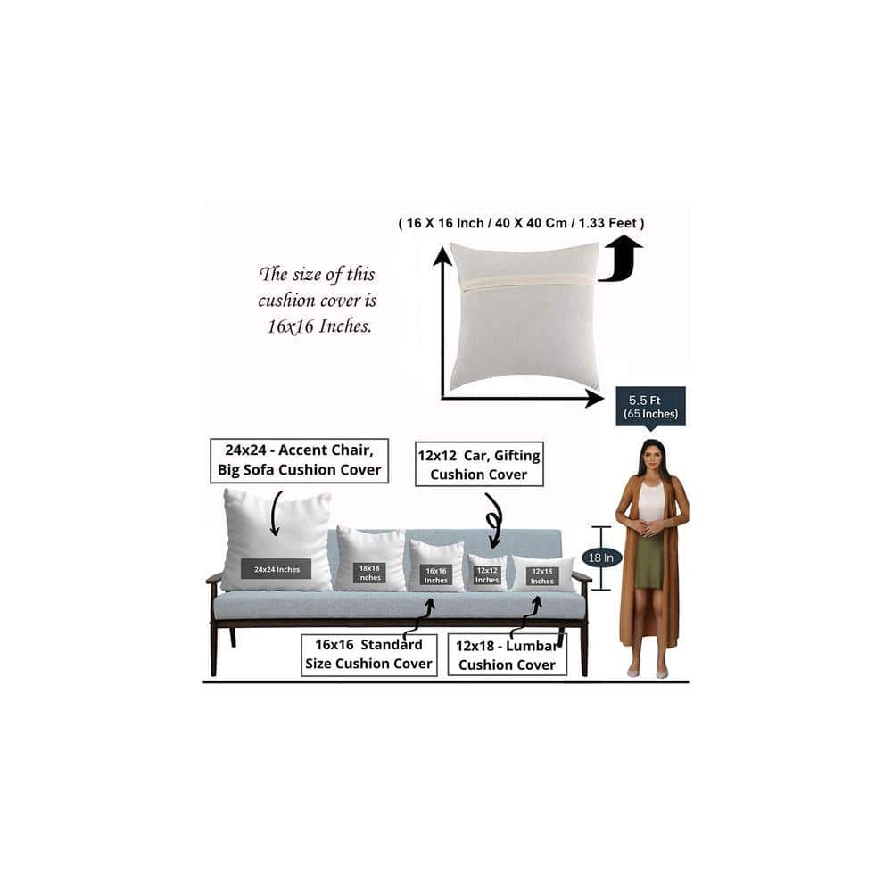 Acrylic Striped Cushion Cover with Lace Set of 2 (16 X 16 Inches)