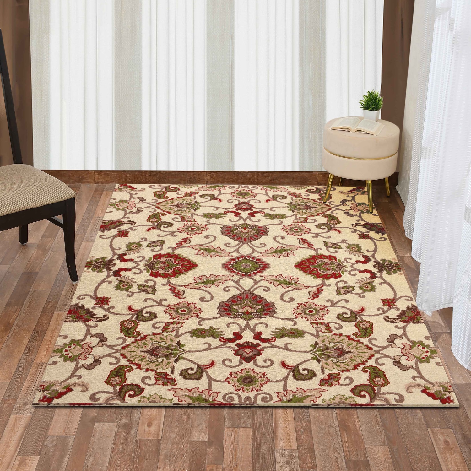 Presto Cream Traditional Hand Tufted Wool Carpet 6X9 Feet - Presto