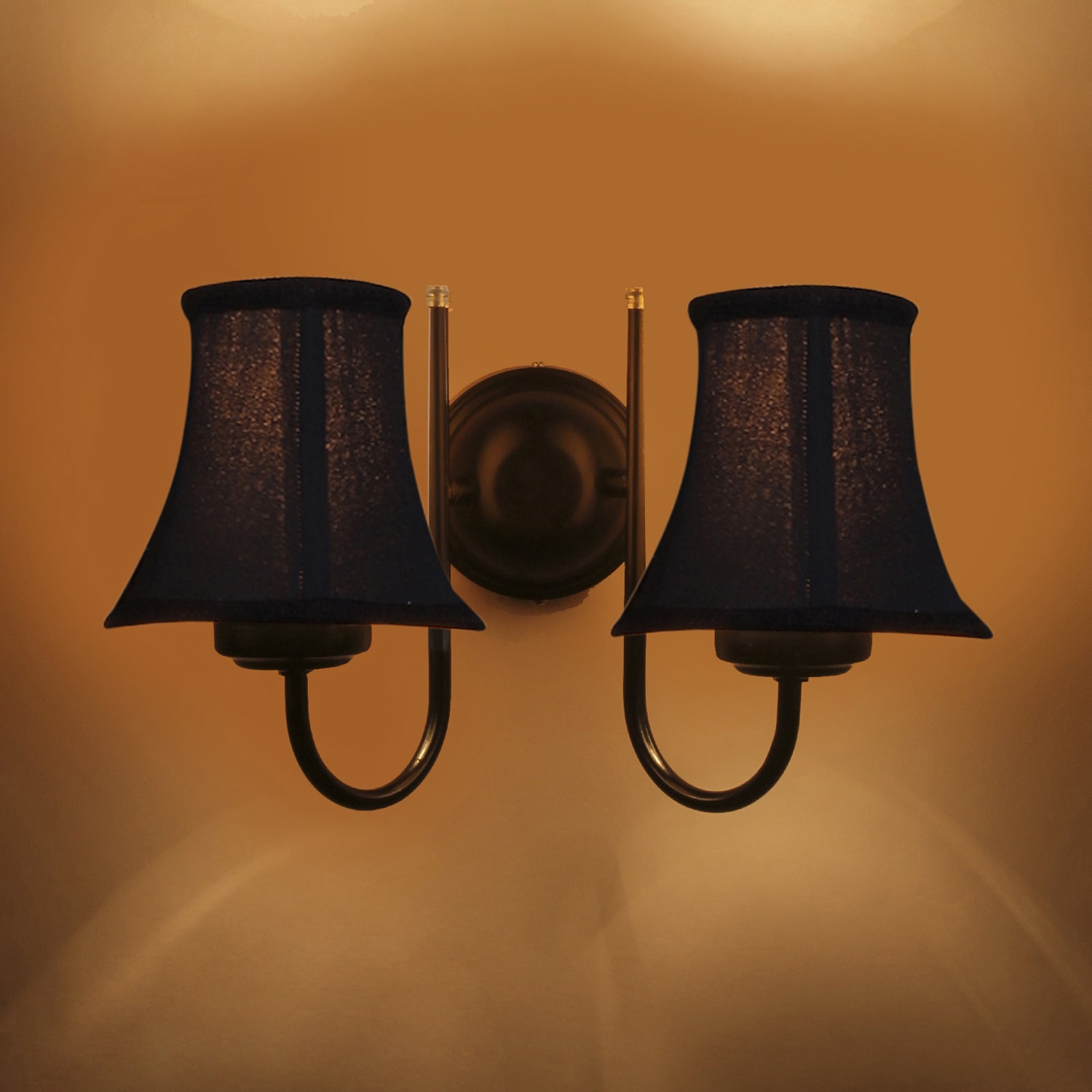 Devansh Dual Black Metal  Wallmounted Lamp With Cotton Black Metal  Shade