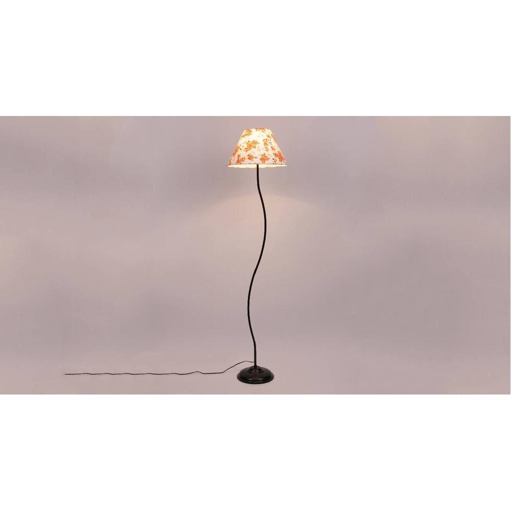 August Multicolour Fabric Floor Lamp with Black Iron Base
