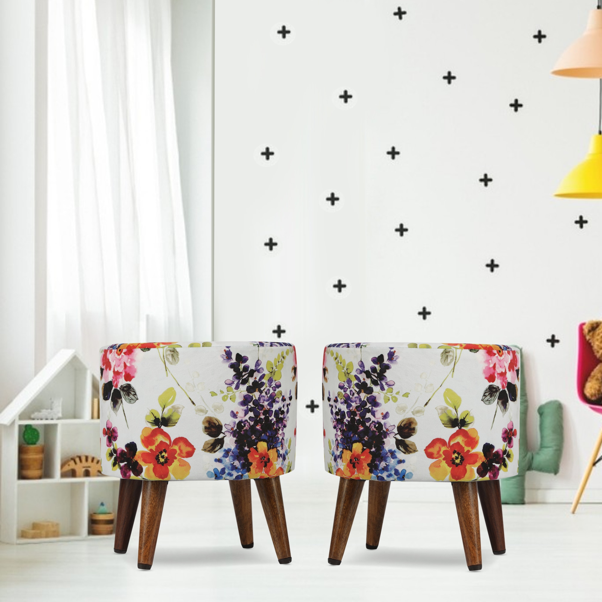 Celestia Solid Wood  Ottomon in  Multicolor Colour