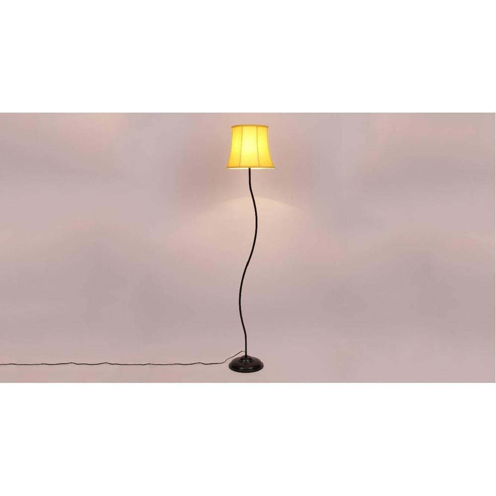 Oscar Yellow Fabric Floor Lamp with Black Iron Base