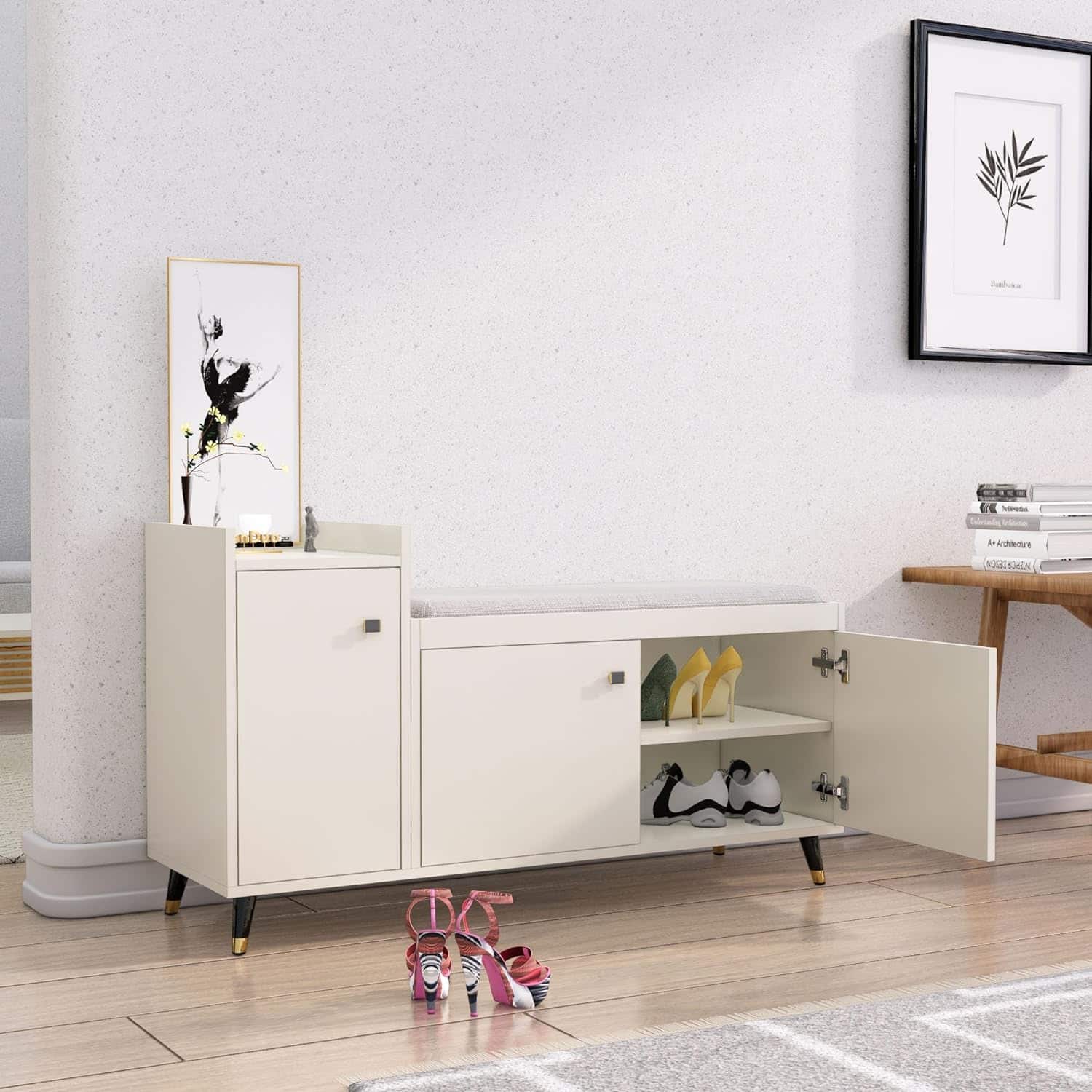 Hexa Red Engineered Wood Shoe Rack in Frosty White Colour - HexaRed