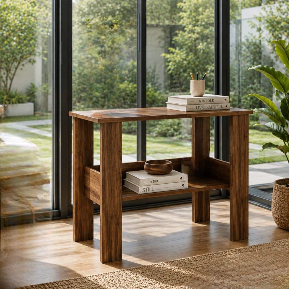 Spydercraft Spacio Modern Study Table in Columbian Walnut Finish