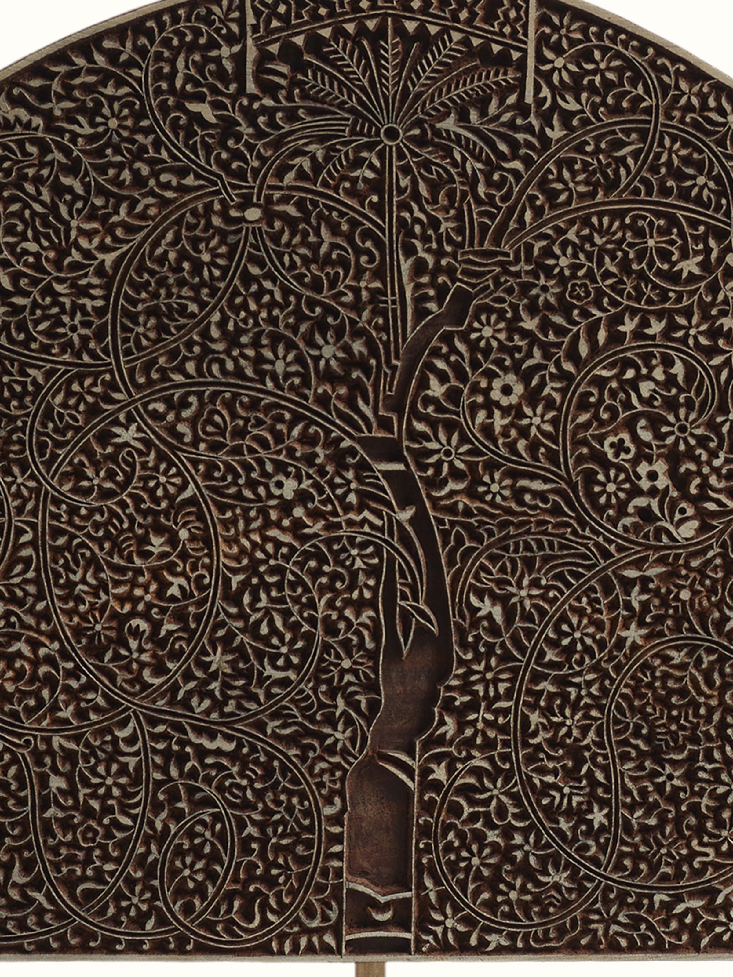 Decorative Sheesham wood carving block with engraved surface texture – detailed view