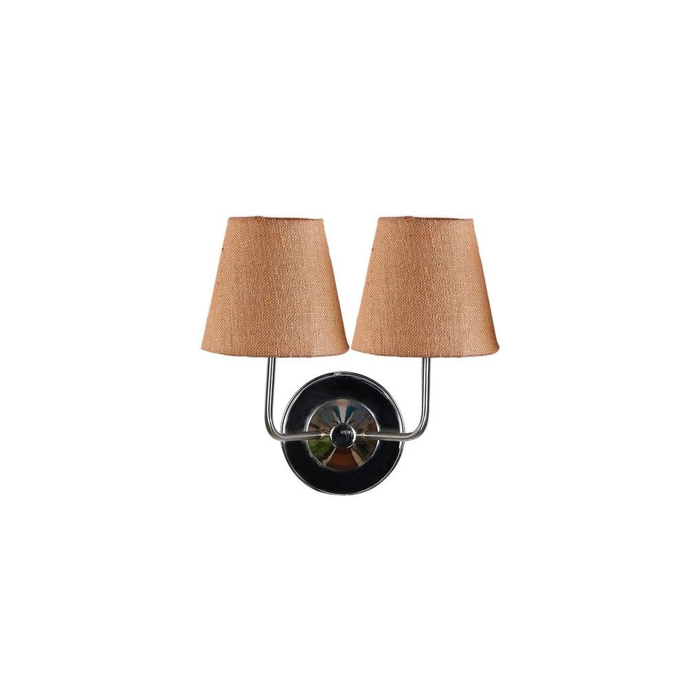 Blaire Dual Off White Cotton Wall Mounted Lamp with Steel Base