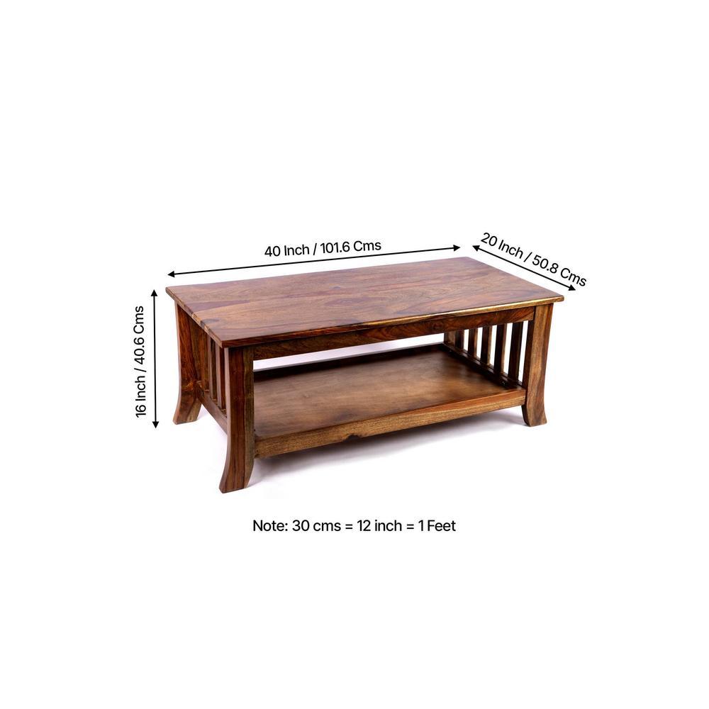 Omar Sheesham Wood Coffee Table In Teak Finish