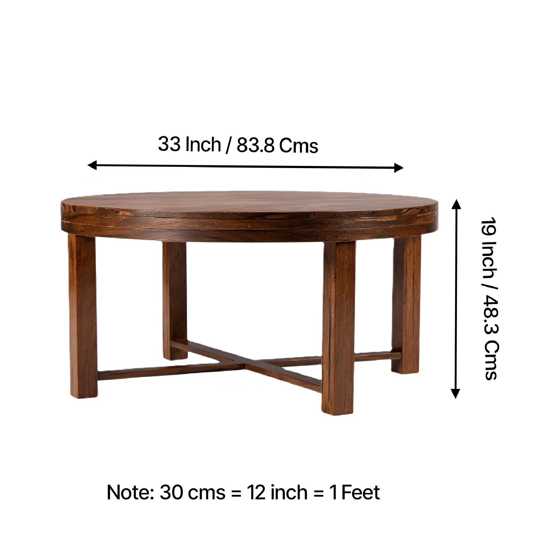 Queens Sheesham Wood Accent Coffee Table Set With 4 Stools
