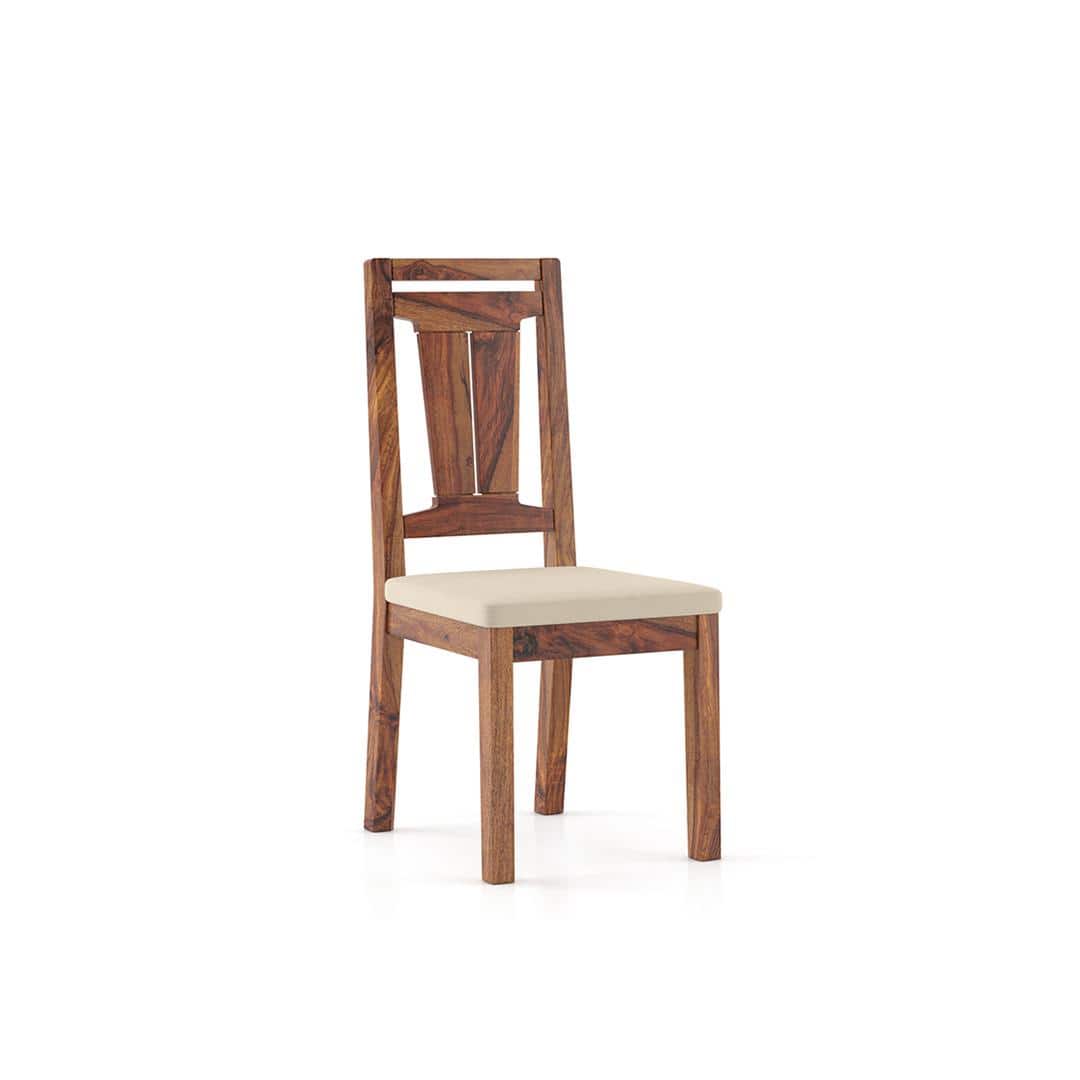 Fidora 4 Seater Dining Table With Set Of 4 Martha Dining Chairs (Colour- Wheat Brown, Finish- Teak)